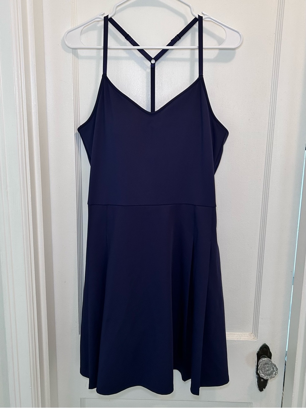 Tommy Bahama Navy Blue T-Strap Pleated Tennis Dress Built In Bra Womens L